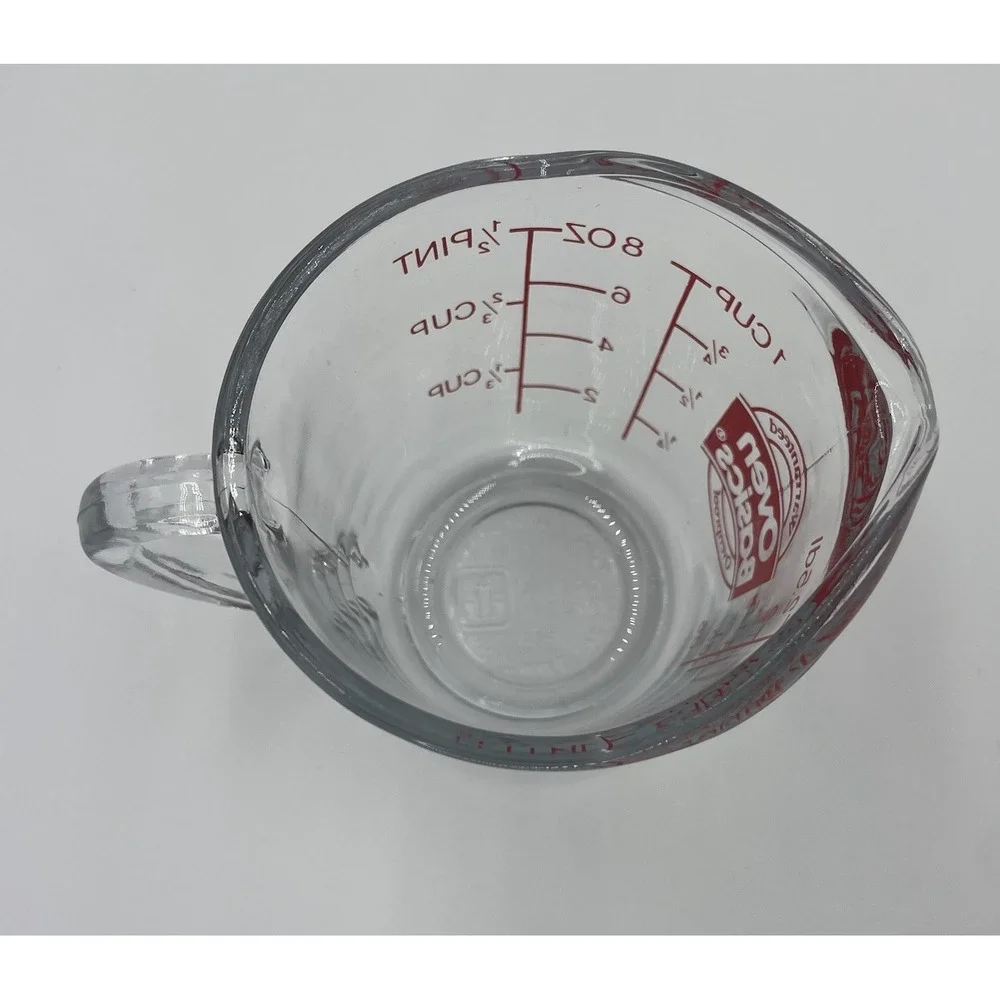 Vintage ANCHOR HOCKING OVEN BASICS- 1 CUP Glass Measuring Cup-#496 EXCELLENT